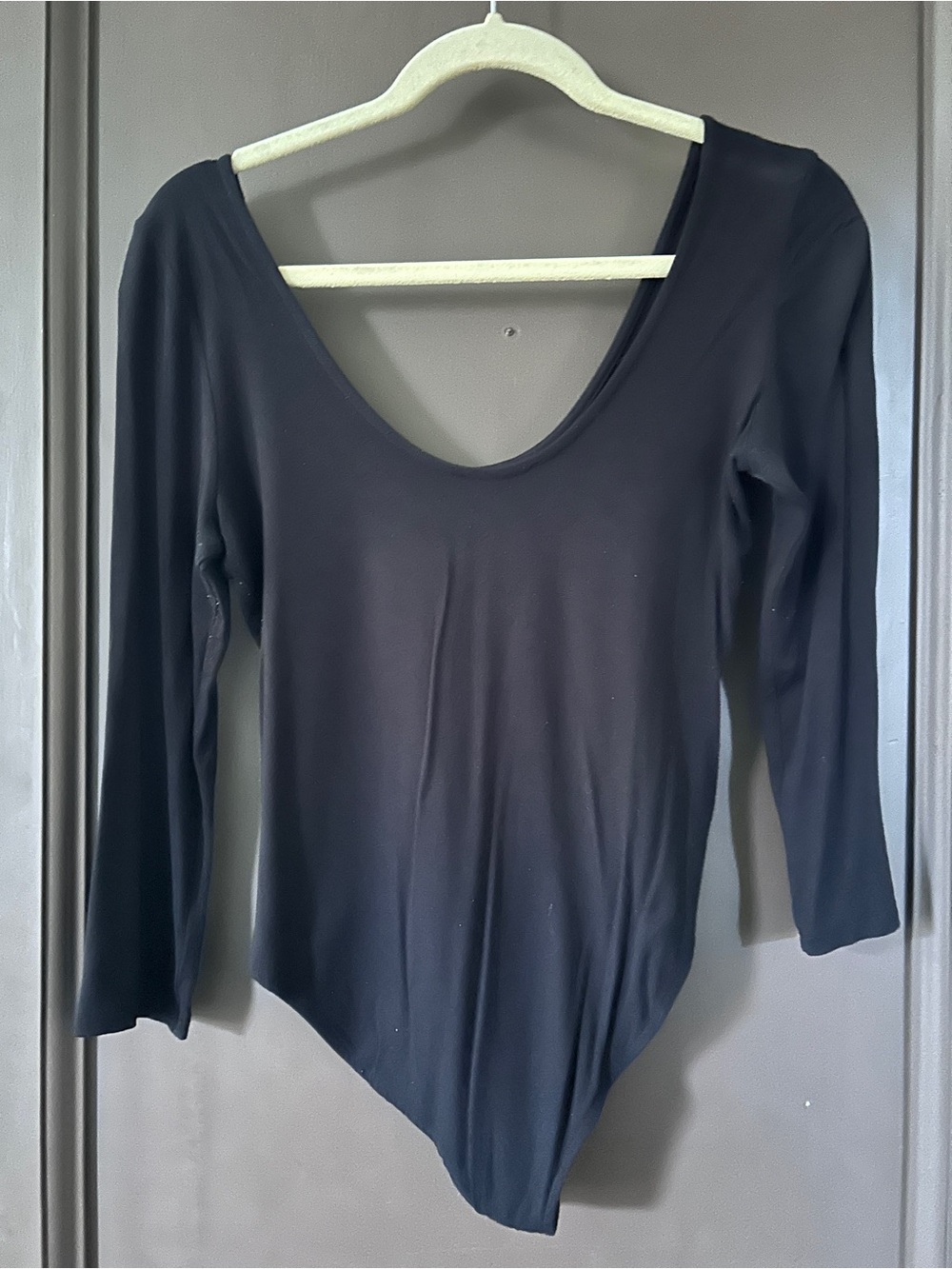 Black Long Sleeve Scoop Neck Bodysuit - Women
